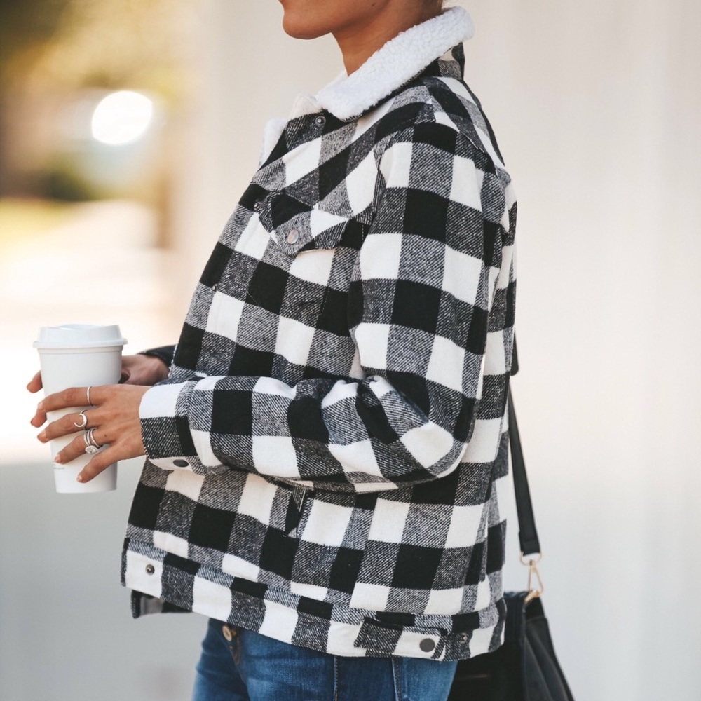 Sherpa and Plaid Checkered Jacket - Picture 2 of 8